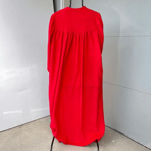 VTG 60s 70s Red Strawberry Embroidered Housecoat Zip Robe Cottagecore Mumu - Picture 4 of 9